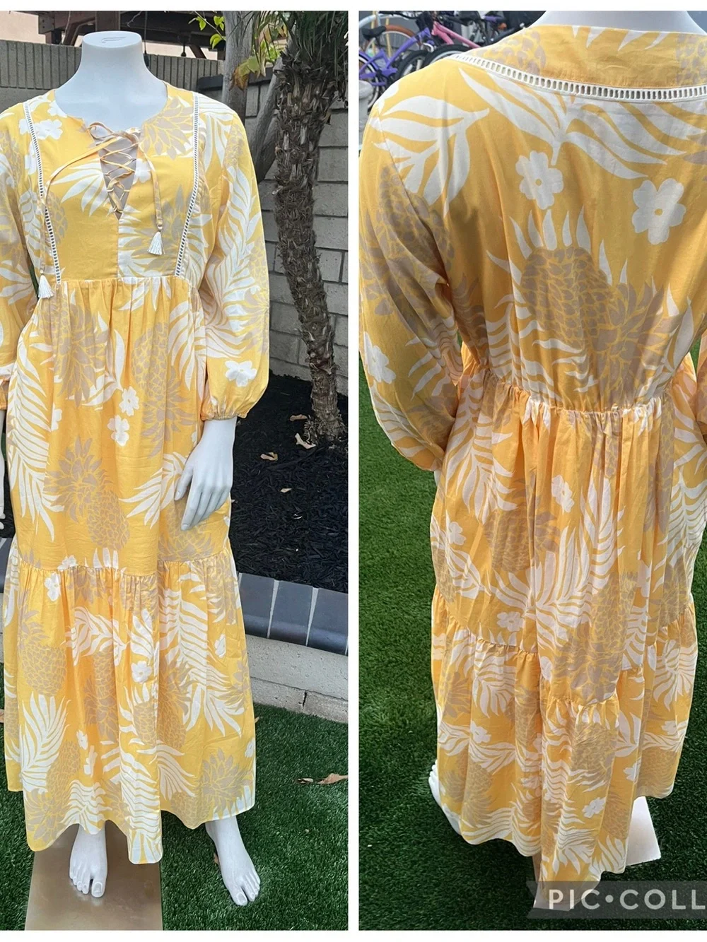 Reyn Spooner Yellow Tropical Print Maxi Dress - Picture 2 of 13